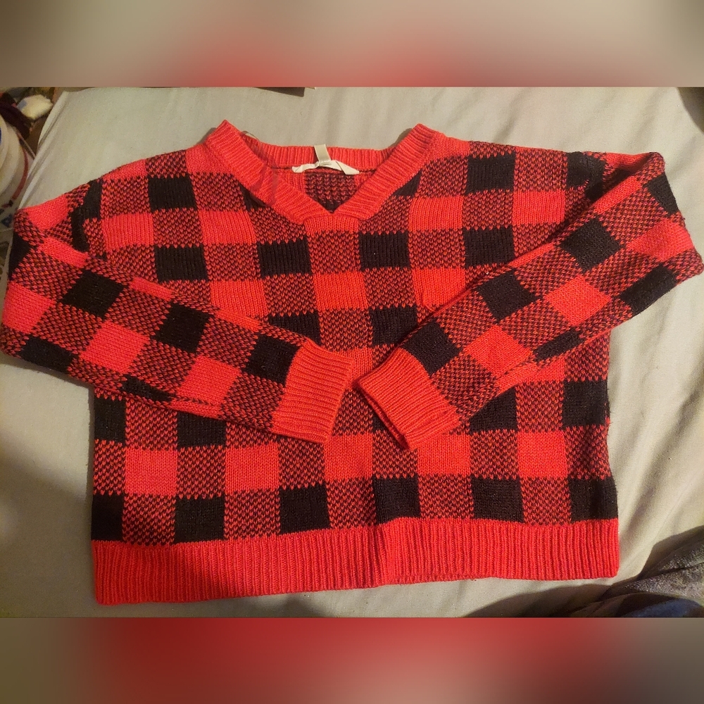 Red checker sweater